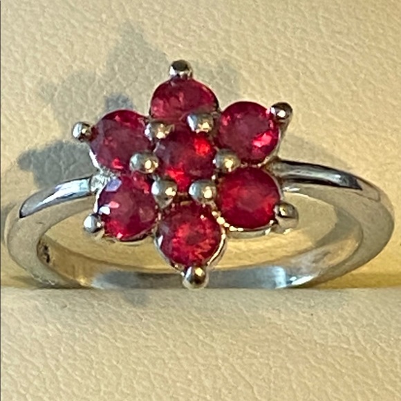 14k white gold over silver ruby ring - Picture 2 of 3